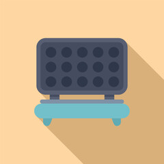 Poster - Simplistic flat design of a vintage radio with a modern color palette on a beige background