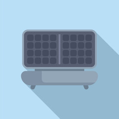 Poster - Minimalist flat design icon of a solar panel with a long shadow effect on a blue background