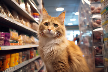 Zoomarket and pet store Cat background with cat access