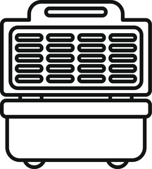 Poster - Black and white outline vector illustration of a compact portable air conditioner