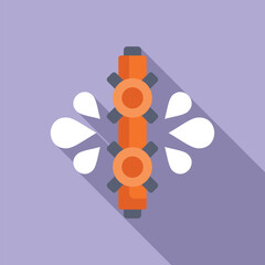 Sticker - Modern minimalistic flower design with geometric shapes in orange and white on a purple backdrop