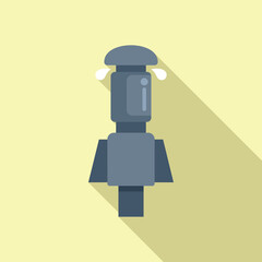 Sticker - Illustration of a modern chef robot with artificial intelligence wearing a yellow toque hat on a flat design vector on a yellow background