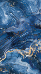  Abstract Golden Swirls in Blue Marble Texture Background