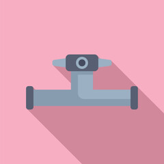 Sticker - Vector illustration of a stylized pipeline valve icon on a pink background