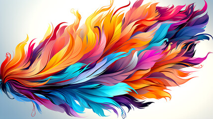 Wall Mural - Abstract drawing painting feather vibrant colors. Fly nature elegance concept. Graphic Art