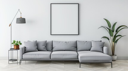 Wall Mural - Square canvas frame on white wall in the living room