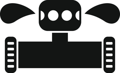 Poster - black and white graphic icon of a vintage windup robot toy for design use