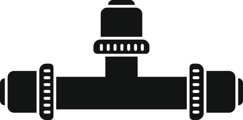 Poster - simple illustration of a black pipe with valve, suitable for various industrial designs
