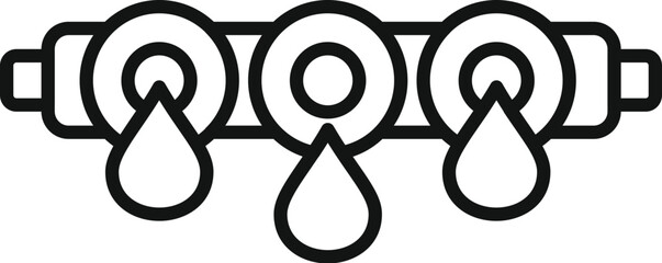 Sticker - Line art icon of a faucet with water droplets, ideal for plumbing and conservation themes