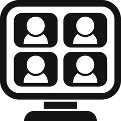 Poster - black and white simple minimalist online video conference icon set for virtual meetings. webinars. a