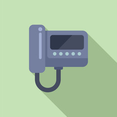 Poster - Vector illustration of a modern intercom on a green wall with a flat design style and shadow