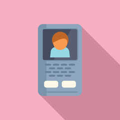 Poster - Illustration of a phone showing a user profile, in flat design style on a pink background