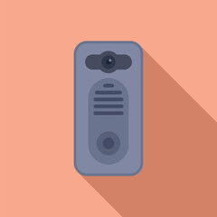 Poster - Flat design vector of a contemporary intercom on a peach background, with shadow effect