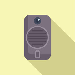 Poster - Flat design of a classic microphone icon depicted with a shadow on a soft pastel background
