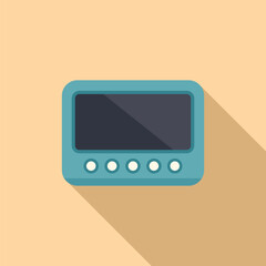 Poster - flat design icon of a classic handheld gaming console with a simplistic retro style