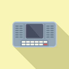 Canvas Print - Flat design illustration of an oldfashioned pager, isolated on a yellow background