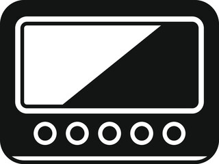 Poster - black and white vector illustration of a retro tv set with screen and control buttons