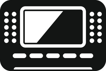 Poster - black and white icon of a classic handheld gaming device with button details