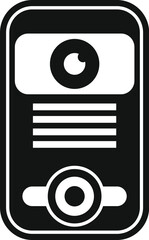 Poster - Black and white vector illustration representing a retro music player or portable audio device