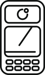 Sticker - Black and white line drawing of a classic mobile phone, suitable for technology themes