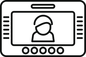 Poster - outline vector icon depicting a person in a video call, suitable for web and technology themes