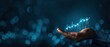 © artbot - Business graph data analysis profit arrow with neon blue color over businessman hand. Generative AI