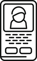 Poster - Linear graphic icon of a mobile phone displaying a user profile