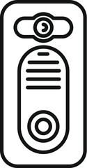 Poster - Vector illustration of a simplified remote control icon with buttons, in black line art style