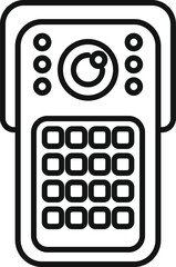 Poster - Black and white line art of a universal remote control, suitable for techthemed designs