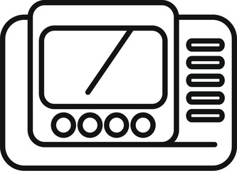 Poster - Illustration of a retro television icon in minimalist black and white line art style, capturing the nostalgia of vintage tv technology from the 1950s and 1960s