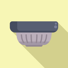 Poster - Vector illustration of a simple grey colander icon with long shadow on a yellow background