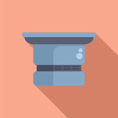 Poster - minimalist flat design vector illustration of a modern blue printer on a soft coral background