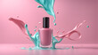 © Jati - a bottle of nail polish with a splash of liquid for beauty makeup concept
