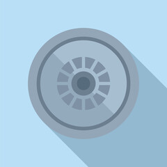 Poster - simple illustration of a gray flat tire icon with shadow, cast on a pastel blue background