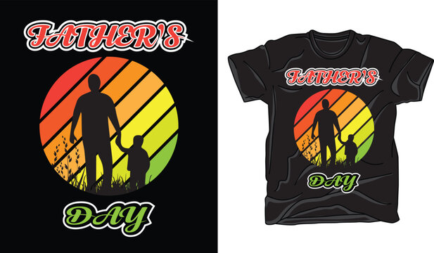 Father's Day t-shirt, Father's Day vector, Father's Day with dad and children, greeting t-shirt