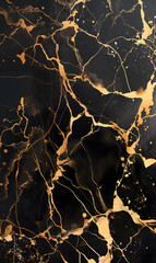 Wall Mural - Luxurious Golden Veins on Black Marble Background for Elegant Designs