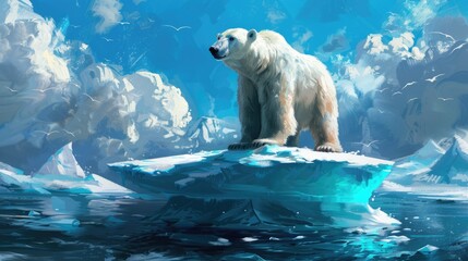 Wall Mural - Polar bear on a drifting iceberg