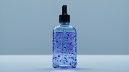 Poster -   Blue liquid in a white table, near black-capped liquid