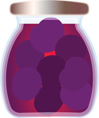 Sticker - Digital image of a sealed jar filled with purple pickled plums against a white background