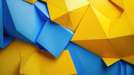 Wall Mural - Abstract yellow and blue paper art  Background, blue and yellow glowing effect banner background. copy space