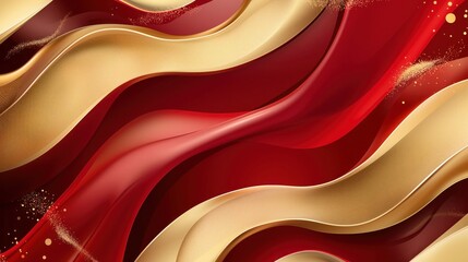 Wall Mural - Luxury background design. Abstract red vector background with golden shape and shining lines