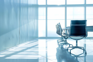 Aufkleber - A corner office where a manager conducts performance reviews and provides guidance to team members, fostering professional development and growth. Concept of leadership and mentorship. Generative Ai.