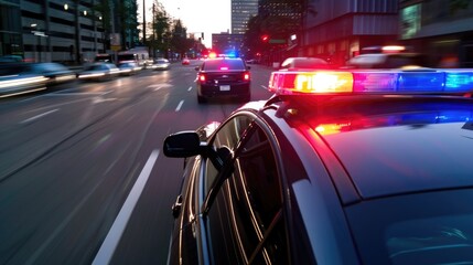 Wall Mural - Speeding Driver Gets Pulled Over By Police Patrolling Car.