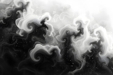 Wall Mural - Black and white watercolor swirls on transparent background.