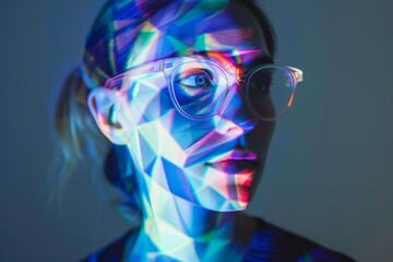 Poster - A person is featured with vibrant light projections mapping across the visible portions, creating a dynamic, futuristic look