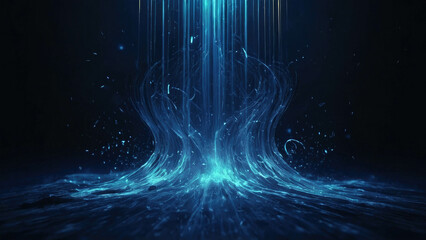 Poster - Abstract flying magical glowing line of energy rays on a dark background