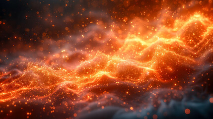Poster - Futuristic abstract sci-fi background with glowing waves and particles fractal galaxies