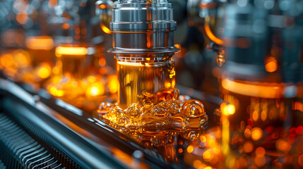 Poster - Close-up of electronic industrial components in a factory. Selective focus