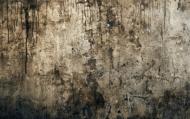 Weathered wall with dark streaks and rough, gritty texture.