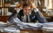 © Tui - Overwhelmed businessman struggling with excessive paperwork.
